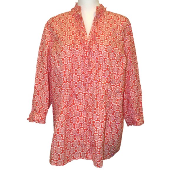 Jones New York Tops - Jones New York Sport Woman Red Ruffled Floral Peasant Top Size 1X